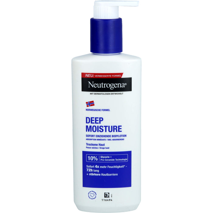Neutrogena norwegische Formel Deep Moisture sofort einziehende Bodylotion für trockene Haut, 250 ml Lotion