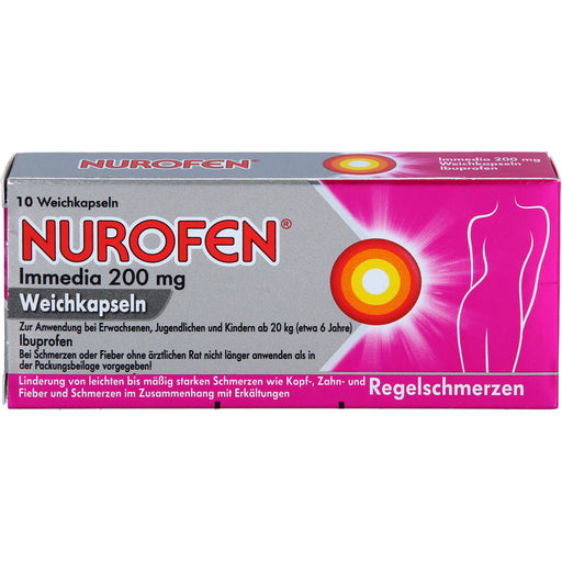Nurofen Immedia Weichkapseln bei Regelschmerzen ab 6 Jahren 200mg, 10 St. Kapseln