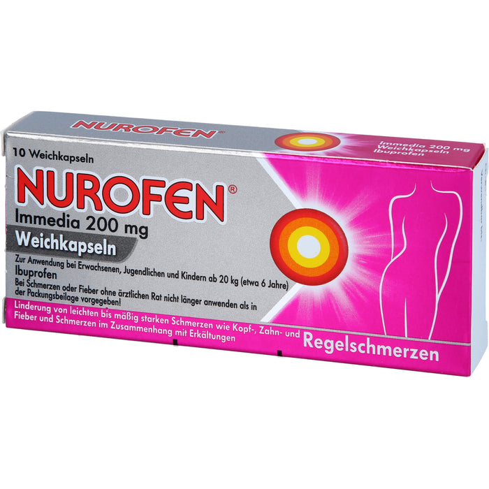 Nurofen Immedia Weichkapseln bei Regelschmerzen ab 6 Jahren 200mg, 10 St. Kapseln
