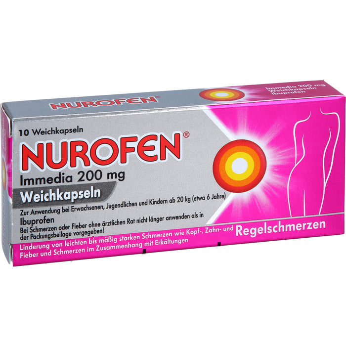 Nurofen Immedia Weichkapseln bei Regelschmerzen ab 6 Jahren 200mg, 10 St. Kapseln