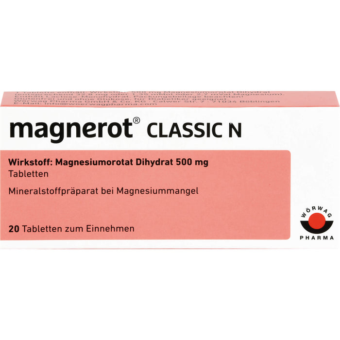 magnerot Classic N Tabletten bei Magnesiummangel, 20.0 St. Tabletten