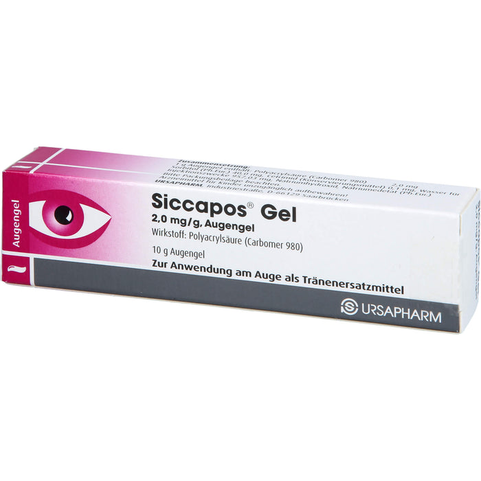 Siccapos Augengel zur Behandlung der Beschwerden der trockenen Bindehautentzündung, 10 g Gel
