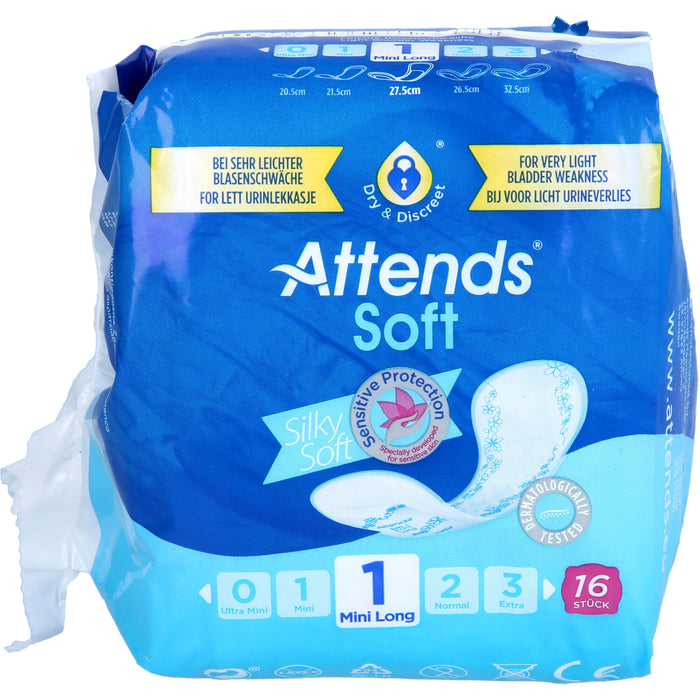 Attends Soft 1 Mini Long Einlagen bei sehr leichter Blasenschwäche, 16 St. Einlagen