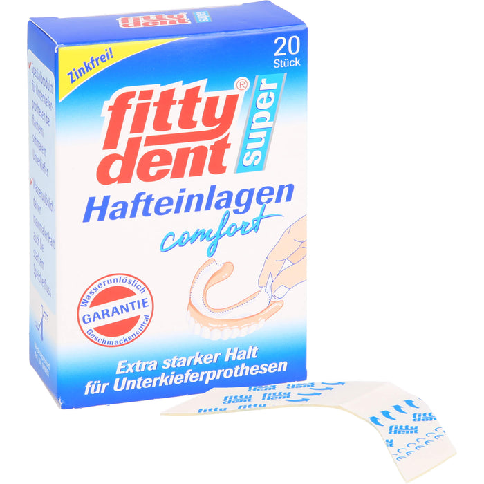 Fittydent Super Hafteinlagen sicherer Halt für flache und schmale Unterkiefer, 20 St. Einlagen
