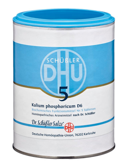 DHU Schüßler-Salz Nr. 5 Kalium phosphoricum D6 – Das Mineralsalz der Nerven und Psyche – das Original, 1000 St. Tabletten