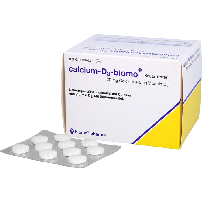 Calcium-D3-biomo Kautabletten 500+D, 100 St. Tabletten