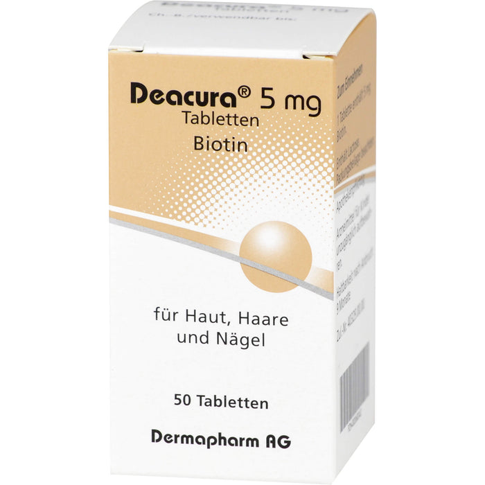 DEACURA 5 mg Tabletten für Haut, Haare und Nägel, 50 pcs. Tablets
