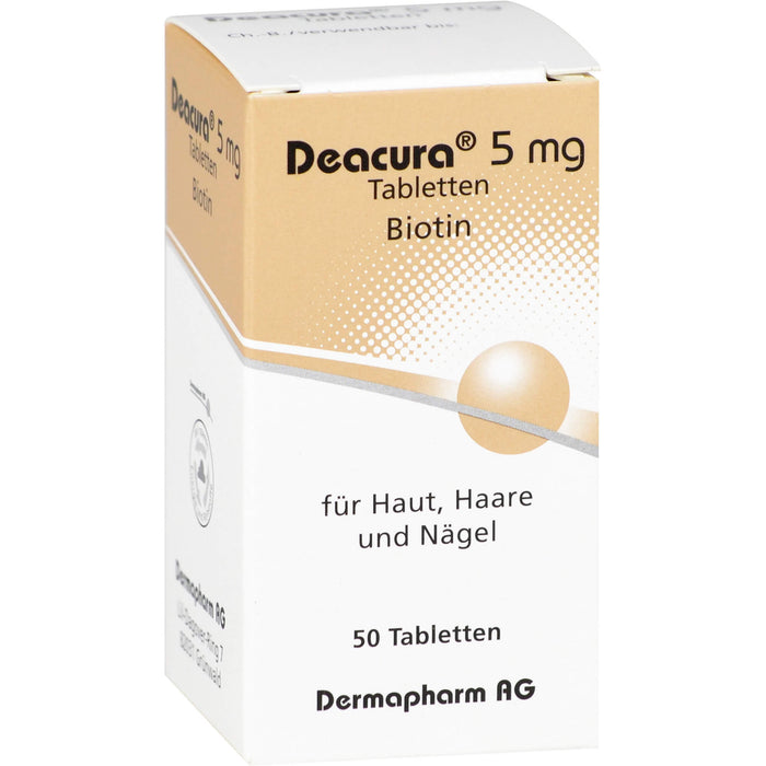 DEACURA 5 mg Tabletten für Haut, Haare und Nägel, 50 pcs. Tablets