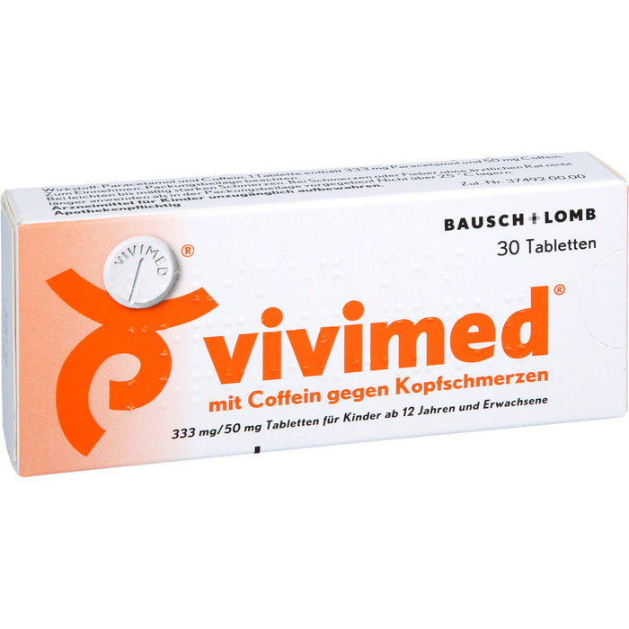 vivimed mit Coffein gegen Kopfschmerzen Tabletten, 30 St. Tabletten