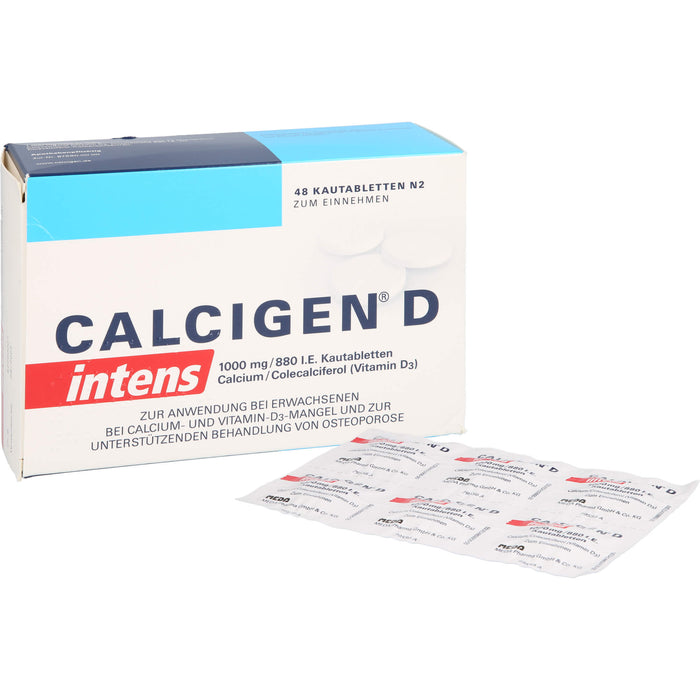 Calcigen D intens 1000 mg / 880 I.E. Kautabletten bei Calcium und Vitamin D3-Mangel, 48 St. Tabletten