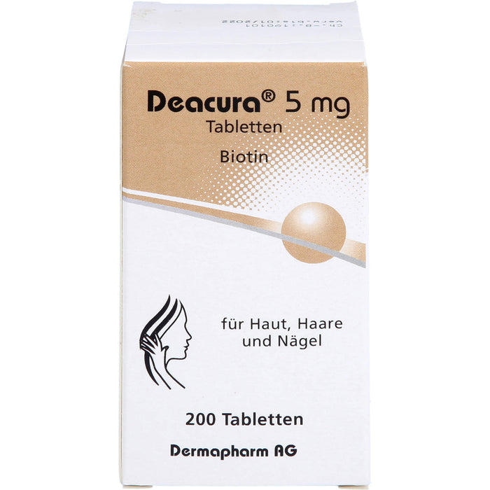 Deacura Tabletten 5 mg Biotin für Haut, Haare und Nägel, 200 St. Tabletten