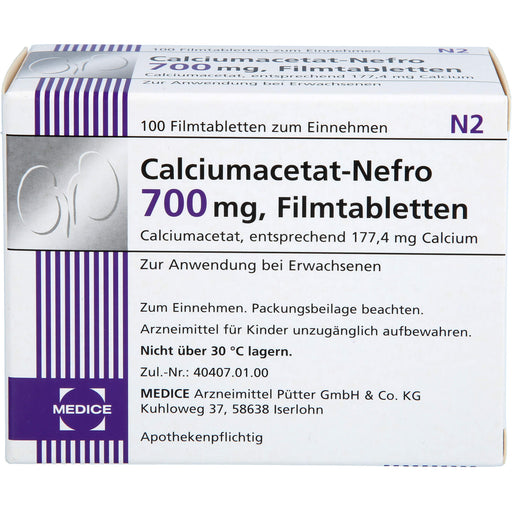 MEDICE Calciumacetat-Nefro 700 mg Filmtabletten, 100 St. Tabletten