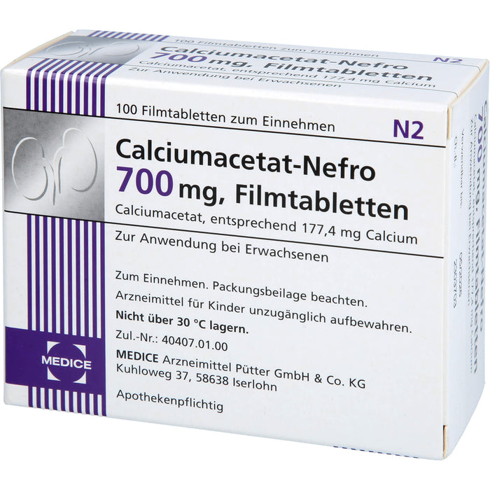 MEDICE Calciumacetat-Nefro 700 mg Filmtabletten, 100 St. Tabletten