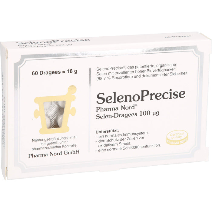 Pharma Nord SelenoPrecise 100ug Selen Dragees unterstützt ein normales Immunsystem, 60 St. Tabletten