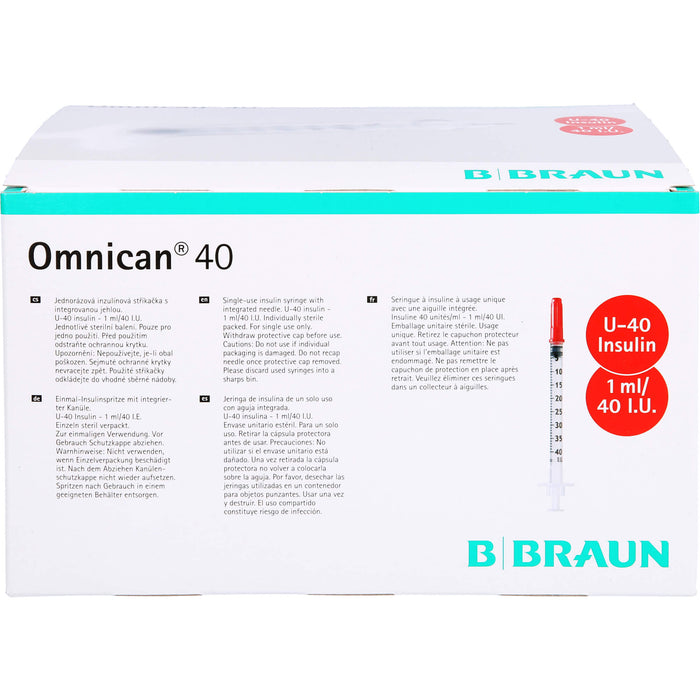 Omnican® 40 1,0ml Insulinspritzen, 40 I.E. Nennvolumen, U-40 Insulin; 0,30x12mm, 100X1 St SRI