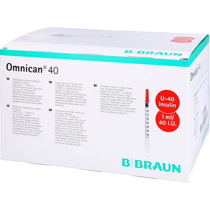 Omnican® 40 1,0ml Insulinspritzen, 40 I.E. Nennvolumen, U-40 Insulin; 0,30x12mm, 100X1 St SRI