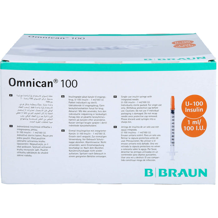 Omnican® 100 1ml Insulinspritzen, 100 I.E. Nennvolumen, U-100 Insulin; 0,30x12mm, 100X1 St SRI