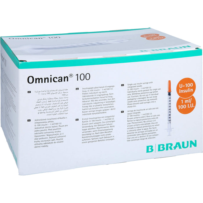 Omnican® 100 1ml Insulinspritzen, 100 I.E. Nennvolumen, U-100 Insulin; 0,30x12mm, 100X1 St SRI