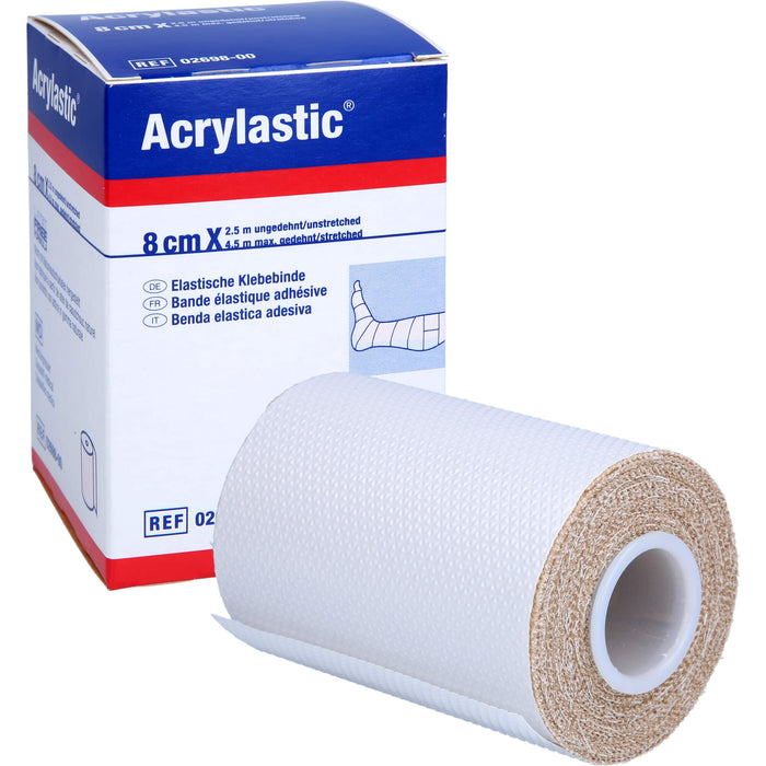 Acrylastic elastische Klebebinde 2,5 m x 8 cm für empfindliche Haut, 1 St. Binde