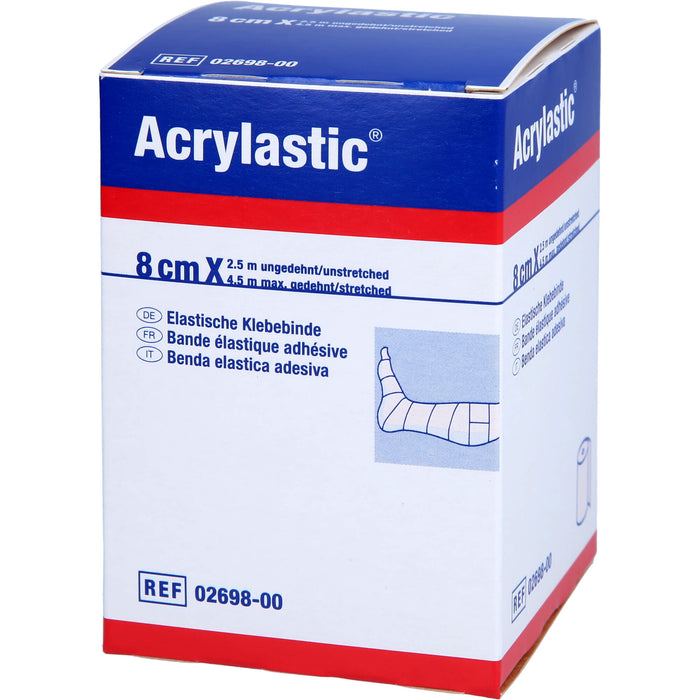 Acrylastic elastische Klebebinde 2,5 m x 8 cm für empfindliche Haut, 1 St. Binde