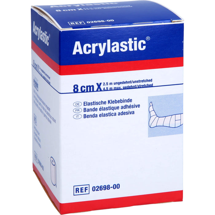 Acrylastic elastische Klebebinde 2,5 m x 8 cm für empfindliche Haut, 1 St. Binde