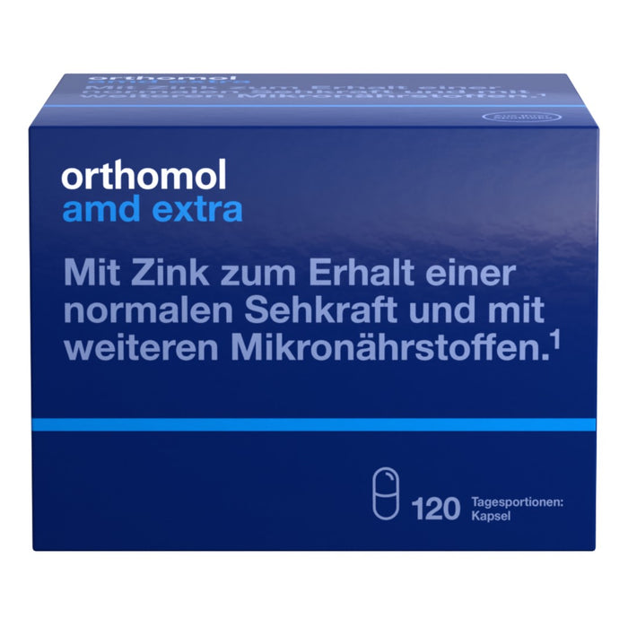 Orthomol AMD extra - Mikronährstoffe für den Erhalt normaler Sehkraft - mit Zink, Lutein und Zeaxanthin - Kapseln, 120 St. Tagesportionen