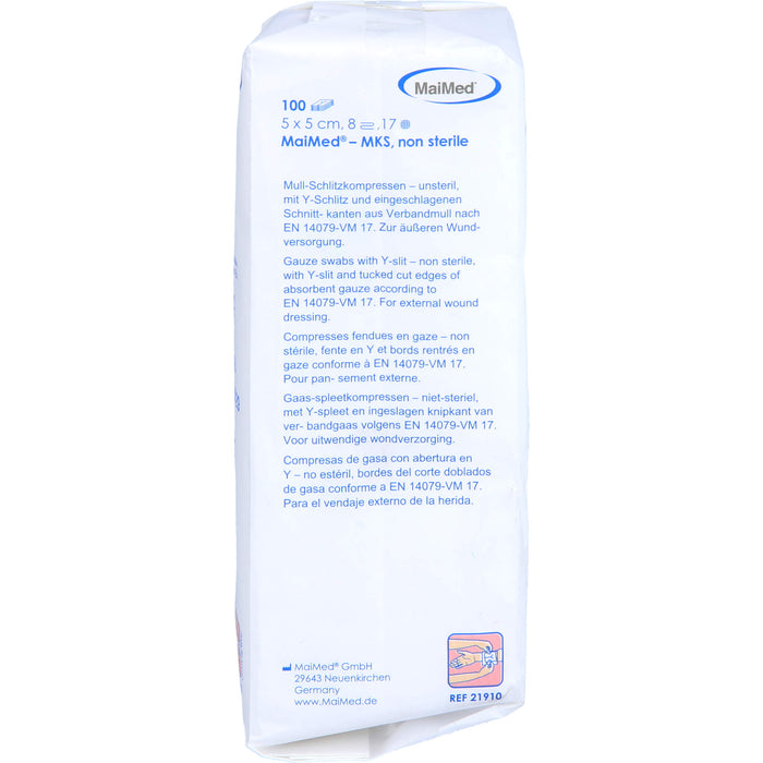 Schlitzkompressen 5x5cm 8-fach unsteril, 100 St KOM