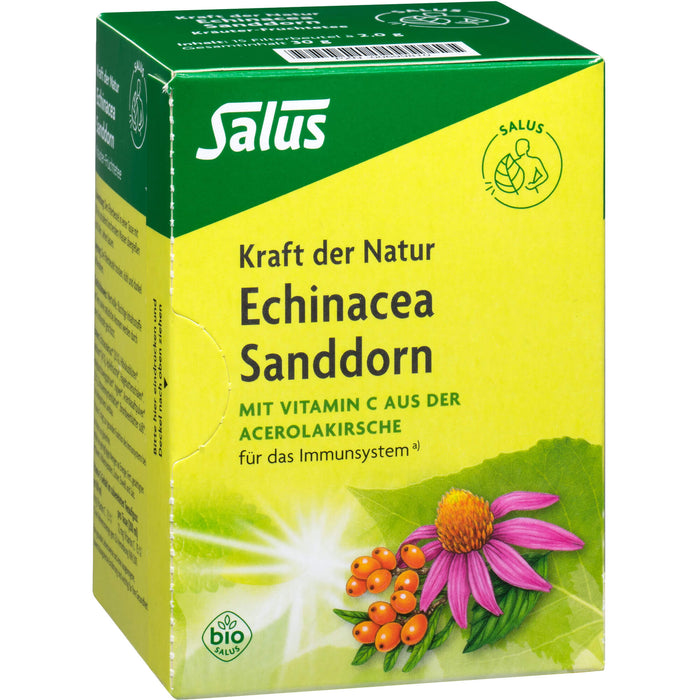 Salus Kraft der Natur Echinacea Sanddorn Kräuter-Früchtetee für das Immunsystem mit natürlichem Vitamin C aus der Acerolakirsche, 15 St. Filterbeutel