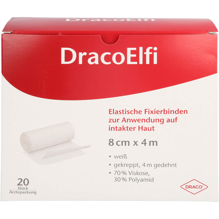 DRACO ELFI elastische Fixierbinde gekreppt 4 m x 8 cm weiß, 20 St. Binde
