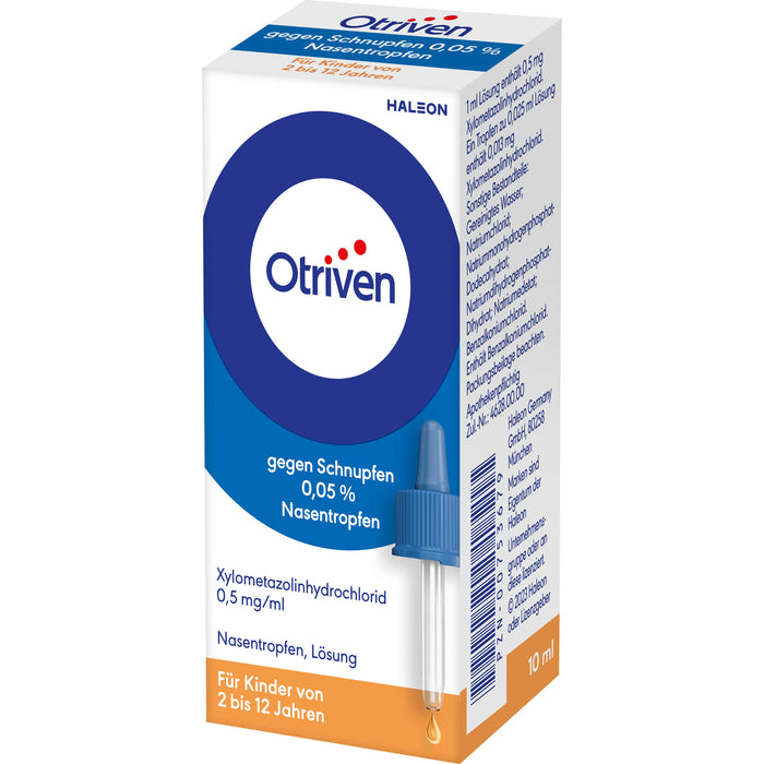 Otriven 0,05 % Nasentropfen für Kinder bei Schnupfen, 10 ml Lösung