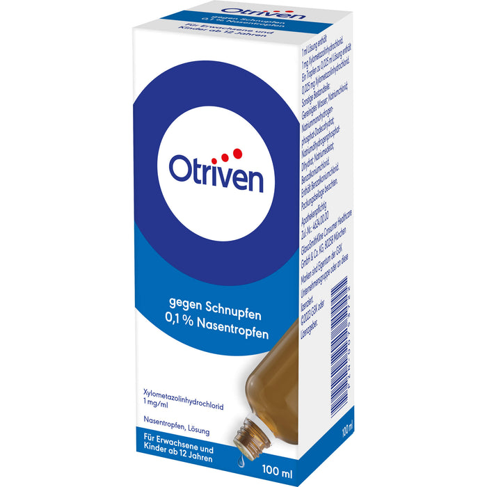 Otriven 0,1 % Nasentropfen für Erwachsene bei Schnupfen, 100 ml Lösung