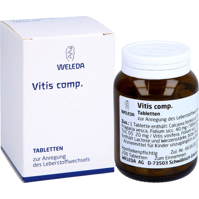 WELEDA Vitis comp. Tabletten zur Anregung des Leberstoffwechsels, 200 St. Tabletten