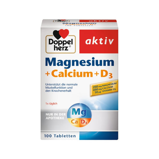 Doppelherz aktiv Magnesium + Calcium + D3 Tabletten für die normale Muskelfunktion und den Erhalt normaler Knochen, 100 St. Tabletten