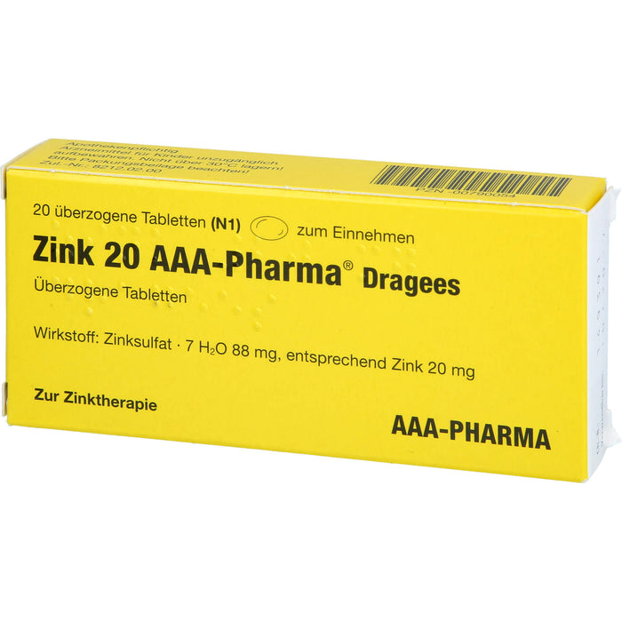 Zink 20 AAA-Pharma Dragees, 20 St UTA