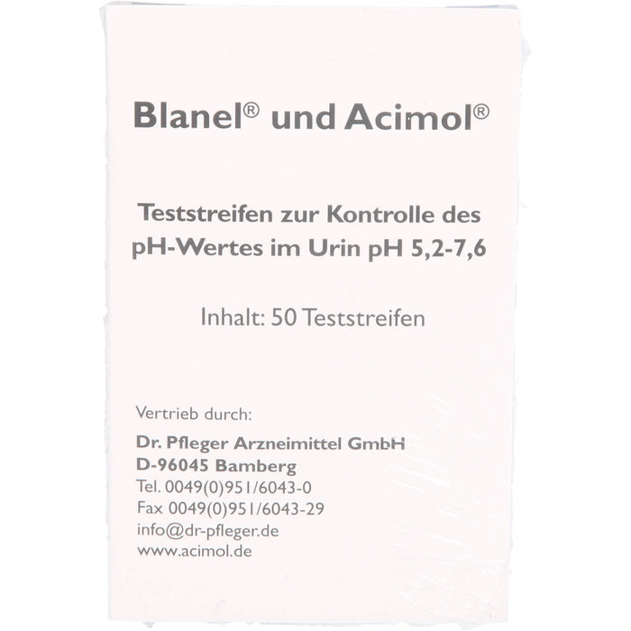 Blanel und Acimol Teststreifen zur Bestimmung des Urin pH-Wertes, 50 St. Teststreifen