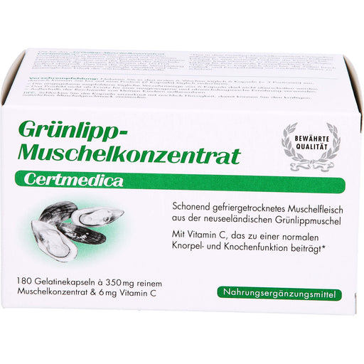 Certmedica Grünlipp-Muschelkonzentrat Gelatinekapseln, 180 St. Kapseln