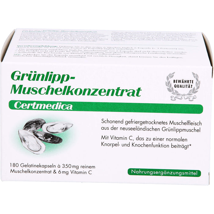 Certmedica Grünlipp-Muschelkonzentrat Gelatinekapseln, 180 St. Kapseln