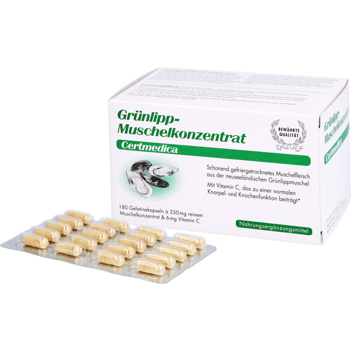 Certmedica Grünlipp-Muschelkonzentrat Gelatinekapseln, 180 St. Kapseln