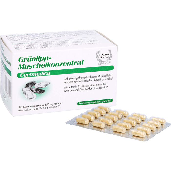 Certmedica Grünlipp-Muschelkonzentrat Gelatinekapseln, 180 St. Kapseln