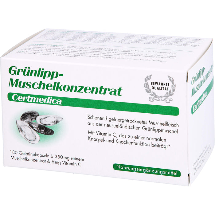 Certmedica Grünlipp-Muschelkonzentrat Gelatinekapseln, 180 St. Kapseln