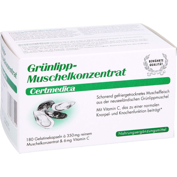 Certmedica Grünlipp-Muschelkonzentrat Gelatinekapseln, 180 St. Kapseln
