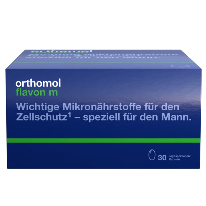 Orthomol Flavon m - wichtige Mikronährstoffe für den Zellschutz - speziell für den Mann - mit Selen, Zink und Omega-3-Fettsäuren - Kapseln, 30 St. Tagesportionen
