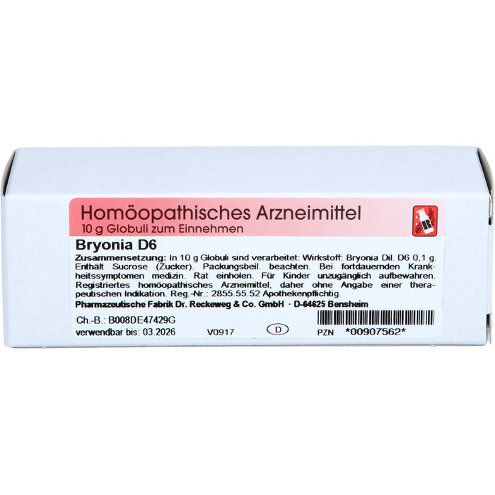 Dr. Reckeweg Bryonia D6 Globuli, 10 g Globuli