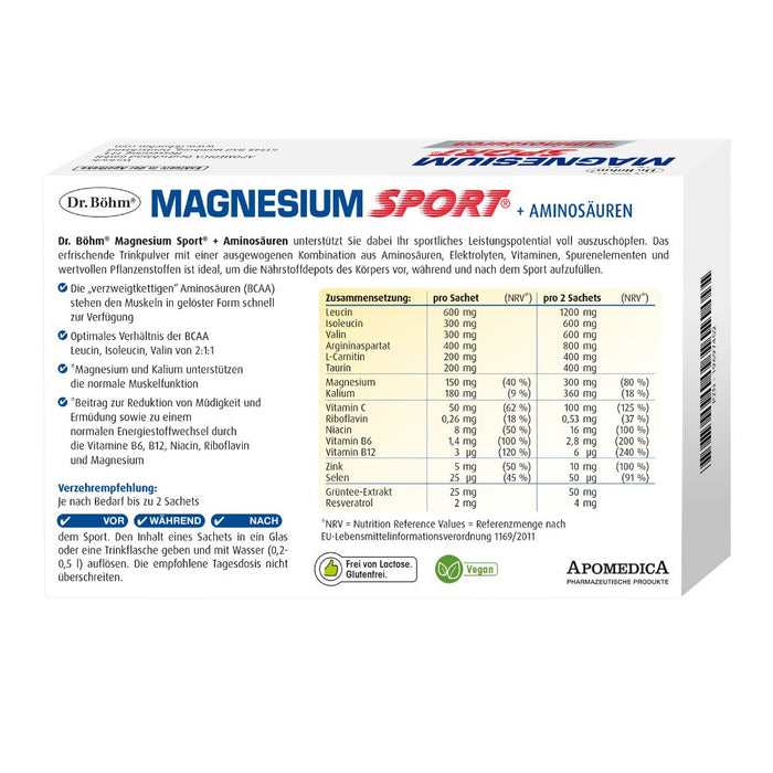 Dr. Böhm Magnesium Sport + Aminosäuren, 14 St. Granulat