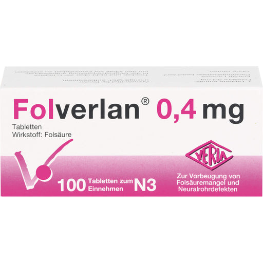 Folverlan 0,4 mg Tabletten zur Vorbeugung von Folsäuremangel, 100 St. Tabletten