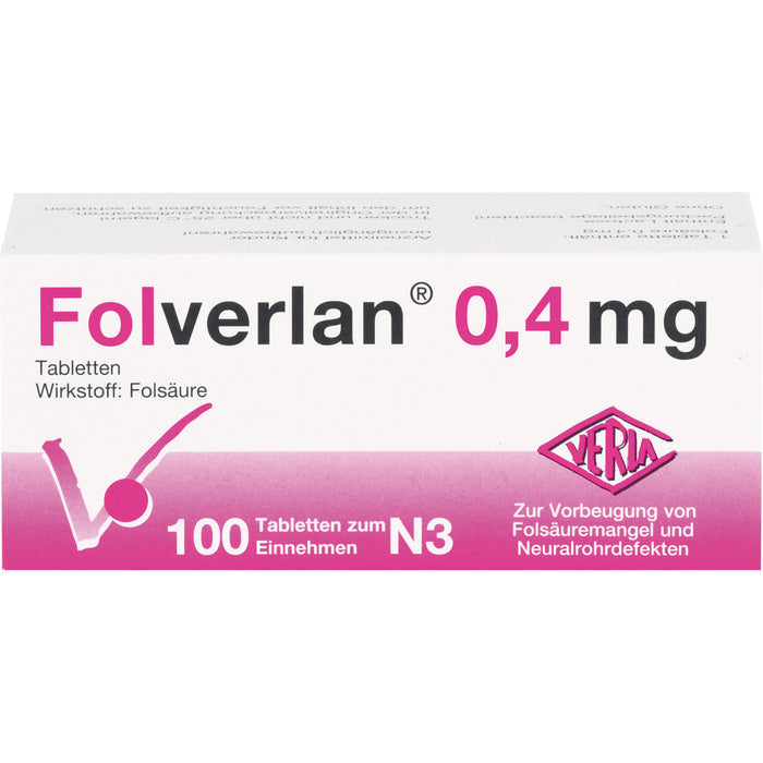 Folverlan 0,4 mg Tabletten zur Vorbeugung von Folsäuremangel, 100 St. Tabletten