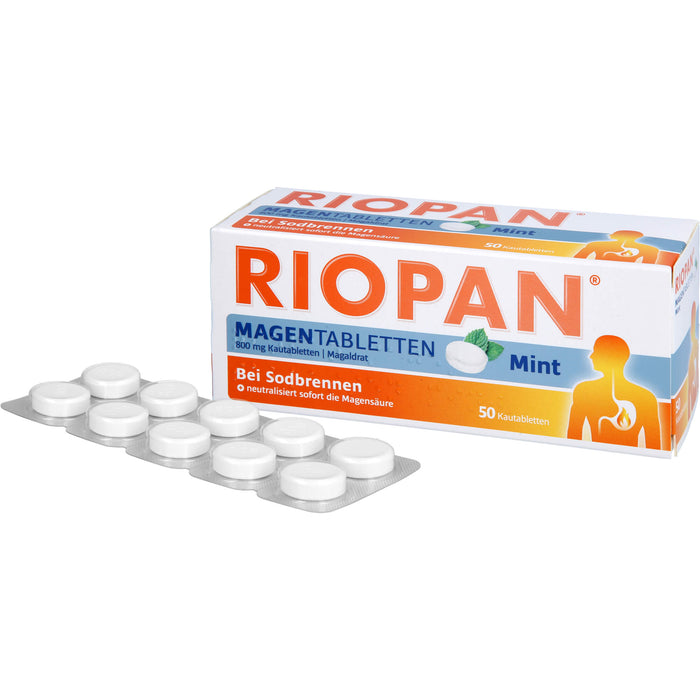 RIOPAN Magentabletten bei Sodbrennen Kautabletten Mint, 50 St. Tabletten