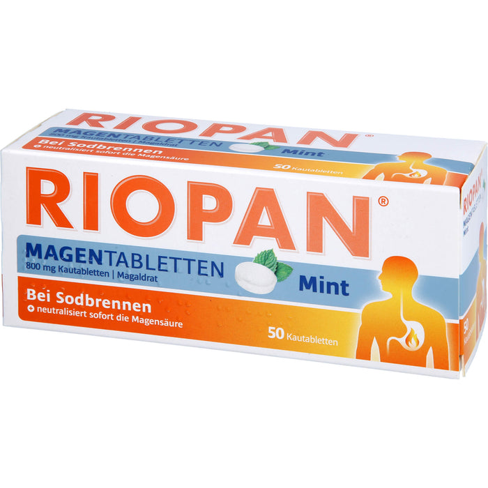 RIOPAN Magentabletten bei Sodbrennen Kautabletten Mint, 50 St. Tabletten