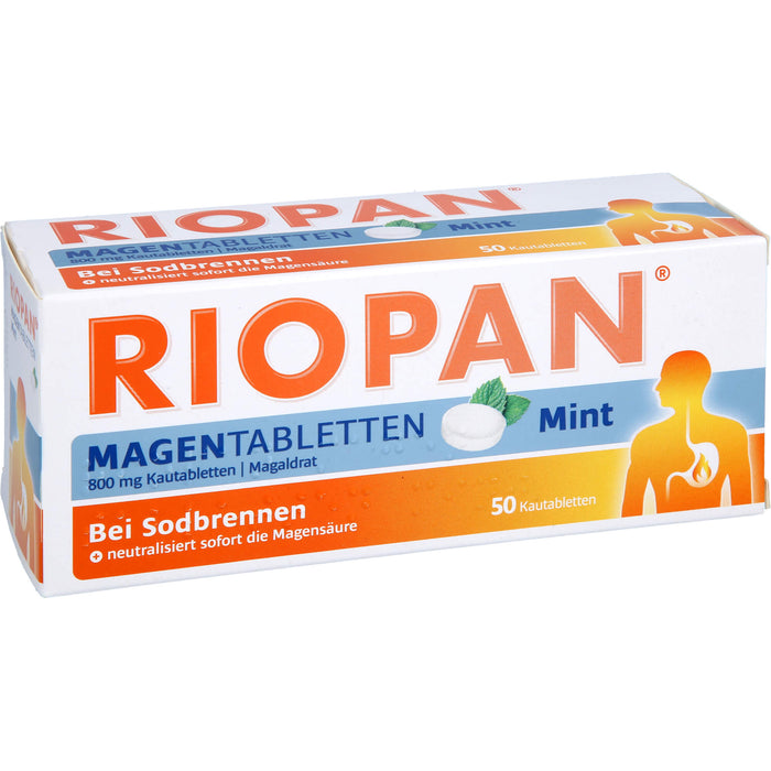 RIOPAN Magentabletten bei Sodbrennen Kautabletten Mint, 50 St. Tabletten