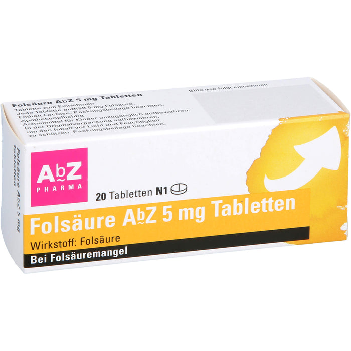 Folsäure AbZ 5 mg Tabletten, 20 St TAB